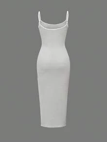 Vaiaye 女士条纹吊带连衣裙，侧开衩，无袖露背性感连衣裙，适合情人节穿着。 - 黑與白 - 查看 4