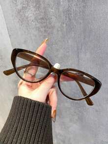 Women's Fashionable Glasses High-End Retro Modern Cat Eye - Clear - View 9