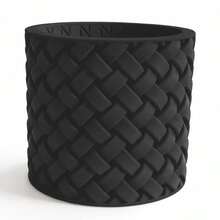 ORIZZONTE Modern Decorative Vase With Woven Texture – Elegant Minimalist Design For Plants, Cactus, Succulents – Gift Idea For Home/Office – 100% Made In Italy, Shipping From Italy - Black - View 4
