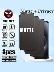 3Pcs Matte Privacy Screen Protector Compatible With Iphone 17 Pro Max 6.9-Inch Soft Film, Non Glass, Full Coverage Anti-Peeping Anti Spy Anti Glare Ceramic Film, Anti-Fingerprint, Case Friendly Compatible With IPhone 17 Pro Max 17 Air 16 Pro Max/16 Pro/16 Plus/16/15 Pro Max/14 Pro Max/13 Mini/12/11/XS MAX/XR/8+/7 Plus - Black - View 17