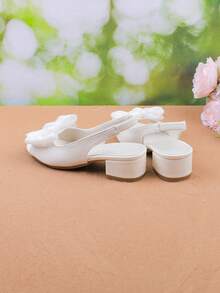 女童時尚白色極簡露趾透氣 peep toe 夏季度假優雅高跟粗跟涼鞋 正式禮服鞋 表演舞鞋 瑪麗珍公主鞋 婚禮派對晚宴甜美可愛花童涼鞋 適合大中小女孩童鞋 嬰兒涼鞋 蝴蝶結高跟涼鞋 - 白色 - 查看 6