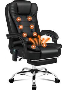 ALFORDSON Ergonomic Office Chair With 150 °   Recline & Footrest, Computer Desk Chairss With Massage & Heated Seat, Executive Swivel Leather Video Game Chair, Max 180kg (Dale White) - PU棕色 - 查看 12