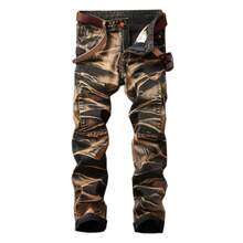 Men's Plus Size Washed Vintage Wrinkled Jeans Men's Mid-Waist Long Pants Retro Washed Straight-Leg Pants - Xanh lam và trắng 518 - Xem 7