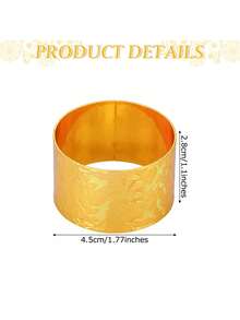 2pcs Gold Patterned Round Napkin Rings, Suitable For Hotel, Living Room, Dining Table Setting - Gold - View 8