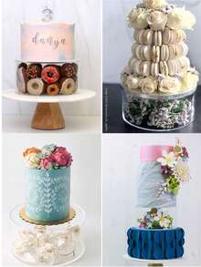 1pc Transparent Acrylic Cake Stand With Fillable Compartment, Suitable For Party, Wedding Cake Decoration, Christmas - Clear - View 5