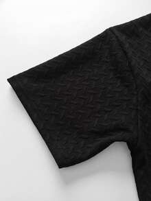 Áo thun nam tay ngắn GRDR thời trang thường ngày, chất liệu vải dệt họa tiết, màu trơn, thích hợp cho mùa xuân/hè. - màu đen - Xem 6