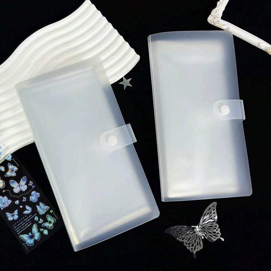 1pc A6 Minimalist Semi-Transparent Card Album, Sticker Storage Album, Planner Material Collection Album, PP Material, KPOP Photo Card Storage, Large Capacity Card Album, A6 Side-Loading Card Album, Suitable For Postcards, Photos, Cards, Stickers, Bills, Notes, Back To School Supplies, Office Document And Receipt Storage - Clear - View 1
