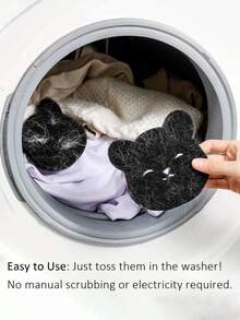 8个可重复使用的宠物毛发去除海绵 | 洗衣机绒毛和毛发收集器 | 宠物主人专用防毛发洗衣球 - 黑色 - 查看 3