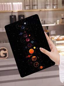 1个黑色星空月亮图案平板电脑保护套,三折支架保护套,兼容10.2英寸iPad (A16)、11英寸第11代(2025款)、iPad第8/9/10代、iPad Air 4代、10.9英寸、Galaxy Tab S6 Lite 10.4英寸等,防摔,带笔槽,支持睡眠/唤醒功能,斋月礼物 - 彩色 - 查看 4