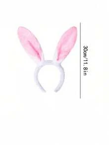 1个柔软蓬松的粉色兔子耳朵发箍，可爱适合复活节庆祝活动和主题派对，毛绒兔子耳朵发箍，复活节主题派对头饰，绒球耳朵发箍 - 彩色 - 查看 10