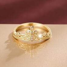 1pc Classic Cross Design Cubic Zirconia Inlaid Women Fashion Ring - Multicolor - View 5