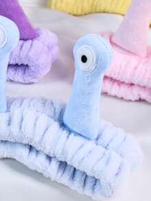 1条女士洗脸发带，棕榈蜗牛图案SPA发带，化妆发带，卡通可爱珊瑚绒弹力发带，创意发饰，适用于洗脸、淋浴、运动和日常使用 - 彩色 - 查看 7