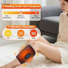 Hailicare 无线气压加热振动小腿按摩器，电动气压腿部按摩器，带加热循环和缓解疲劳功能，1800mAh可充电小腿气囊按摩带，带加热功能，3档肌肉放松强度，适用于小腿、大腿、膝盖、手臂，可作为礼物送给亲朋好友 - 黑色 - 查看 1