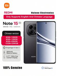 Xiaomi 红米Note 15智能手机，骁龙6 Gen 3处理器 | 5800mAh超长续航 | 6.77英寸120Hz爱眼屏 | 轻松工作、学习、游戏 | 仅支持英文和中文 - 子夜黑 - 查看 1