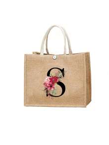 1/2 chiếc túi tote vải lanh in hoa và chữ cái A-Z, túi xách in họa tiết thời trang, túi tote và túi đựng mỹ phẩm sành điệu dành cho nữ, túi đeo vai có khóa kéo dung tích lớn, túi xách đa năng có khóa cài, túi mua sắm in họa tiết có khóa bấm, thích hợp cho đám cưới, sinh nhật, du lịch biển, kỳ nghỉ và các dịp khác. Món quà hoàn hảo cho phụ nữ, mẹ, giáo viên, bạn bè, phù dâu, sinh viên và mùa tựu trường. - Nhiều màu - Xem 46