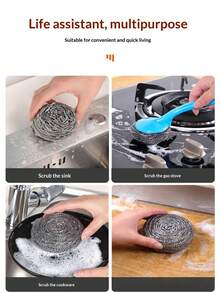 Stainless Steel Dish Scrubber - Reusable, Scratch-Resistant Kitchen And Bathroom Cleaning Ball - Ideal For Restaurants And Home Use, Stain Removal Cleaning Ball - 1pcs - View 7