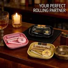6-In-1 Portable Smoking Accessories Set, All-In-One Cigarette Rolling Kit! Includes 18cm X 14cm Metal Rolling Tray, 78mm + 110mm Double-Layer Rolling Papers, 110mm Printed Rolling Machine, Double-Layer Grinder, And Airtight Storage Tube. Available In Black, Pink, And Brown Colors. Combines Stylish Appearance And Practical Functionality, Great For Personal Use Or As A Gift. - Multicolor - View 7