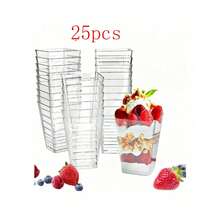 60毫升/120毫升/150毫升/190毫升透明慕斯杯，方形塑料甜点杯，蛋糕冰淇淋布丁杯，适用于生日、派对、婚礼和装饰 - 白色 - 查看 13