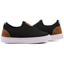 Children's Casual Sneakers For Boys And Girls - Men's Slip-On Sneakers - Extreme Comfort, Super Lightweight, Non-Slip, Lifestyle Casual Brown – Laceless Model With Breathable Premium Mesh Fabric, Ultra-Flexible Rubber Sole, Soft Insole With High Impact Absorption, Reinforced Finish For Daily Use, Ideal For Work, Walking, Studying And Driving – Modern Design With STARK Front Label, Anatomical Fit That Makes It Easy To Put On, Prolonged Comfort For Those Who Spend Many Hours On Their Feet, Versatile Style That Matches Jeans, Shorts And Casual Pants, Excellent For Intense Routines – Durable, Resistant And Stable Footwear. - 黑/焦糖色 - 查看 2