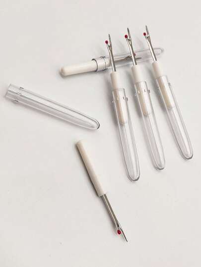 5pcs Cross Stitch Ripper, Small Size Seam Ripper For Student Dorm, Sharp Plastic Handle Seam Ripper, Small Size Seam Ripper With Cover, Sewing Tools
