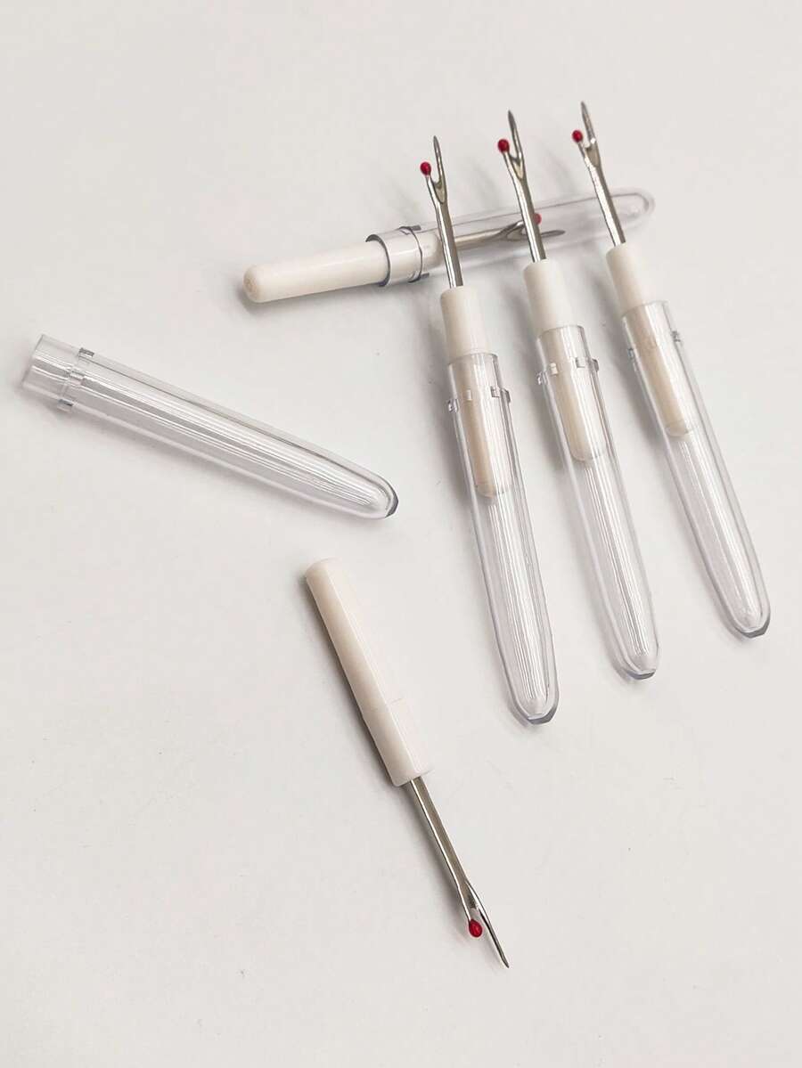 5件套十字绣拆线器，小型缝线拆线器，适用于学生宿舍，锋利塑料手柄，带保护套，缝纫工具 - 5支小號拆線器附蓋 - 查看 1