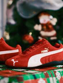 PUMA Speedcat ROSÉ Inspired By Chae Young-In Retro Racing Style Low-Top Casual Sneakers, Comfortable & Fashionable, Racing Shoes, Thin Sole, Lychee Leather, Outdoor Warm, Wear-Resistant, Low-Top, Lifestyle Casual Shoes, , Red & White, 406329-02 - Red - View 4