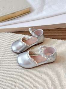 1 Pair Girls Sandals, Children Princess Leather Shoes, 2026 New Summer Popular Toddler Girls Closed Toe Soft Bottom Shoes - Silver - View 2