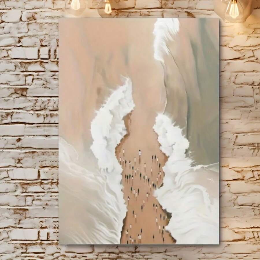 1pc Framed Canvas Wall Art, Vintage Framed Canvas Art Print - Moses Parting The Red Sea, Modern Christian Wall Decor For Living Room, Bedroom, Kitchen & Bathroom, Wooden Frame, Inspirational Bible Story Artwork On Canvas - Perfect Gift For Art Lovers, Canvas Wall Art Ready To Hang - Framed - View 1