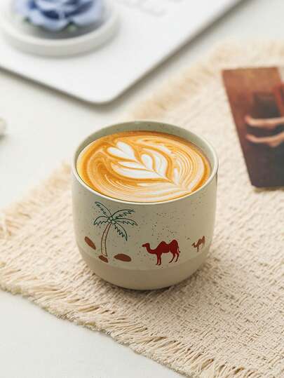 1 pieza/2 piezas Taza de café con asa de cerámica gruesa cocida en horno de alfarería, taza de té elegante y lujosa, taza de espresso, material cerámico, especialmente adecuada para té fuerte, para entretener invitados, fiestas de té, café árabe, regalos festivos para amigos