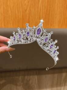 1 Stück große silberne Krone, modischer koreanischer Stil Krone, geeignet als Kopfschmuck für Geburtstage und Aufführungen - Silber - Übersicht 3