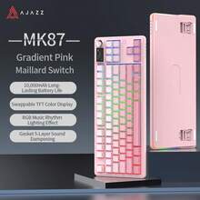 AJAZZ MK87 无线机械键盘，TKL 布局，3 种模式，10000mAh 电池，持久续航，RGB 灯效可自定义，87 键，适用于办公、游戏，兼容多种系统 - 彩色 - 查看 12