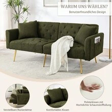 Sofa Bed Mattress - Green + Teddy - View 3