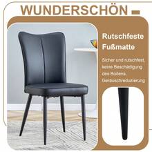 Dining Table & Chair Sets - Brown+Black+Glass+Metal+PU Leather+Seats 2 - View 2