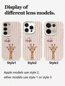 1pc Customizable Letter Combination Name Text With Pink & White Vertical Striped Giraffe Pattern Phone Case, Compatible With IPhone 17 Pro Max/17 Air/16E/16 Pro Max/15/14 Plus/13/12/11, S24/20 Ultra/A52S/A31 A21S/A13/A05S, Compatible With Redmi Note 13 Pro Plus/Note 10/Note 12C/Note 13C, Made Of TPU Material, Personalized & Fashionable Minimalist Design - White - View 8