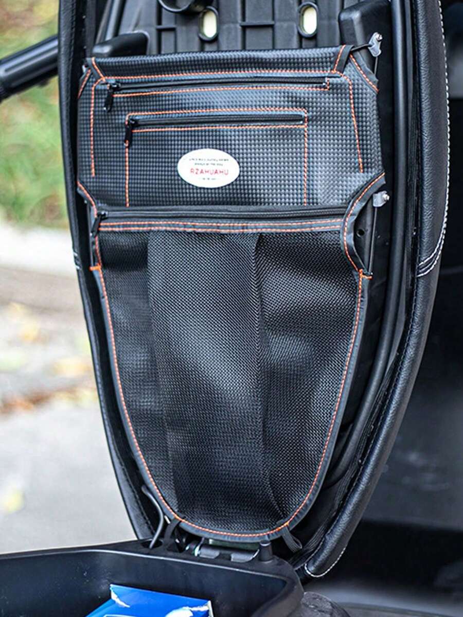 1 buah Tas Penyimpanan Motor Hitam - Tahan Air & Tahan Gores, Banyak Kantong, Tali Bahu yang Dapat Dilepas, Penyimpanan Cerdas, Cocok untuk Skuter & Sepeda Listrik, Pemasangan Peredam Guncangan, Dapat Menampung Kunci, Ponsel, Peralatan, Pakaian Hujan, Ideal untuk Perjalanan, Ukuran Universal, Aksesori Motor