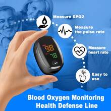 Pulsoóximetro de dedo - Combina la función de monitoreo de la saturación de oxígeno en la sangre y la medición de oxígeno en la sangre, es un instrumento portátil para detectar la saturación de oxígeno (SPO2) y la frecuencia cardíaca, no incluye cable de conexión, las baterías deben adquirirse por separado y también viene con una elegante caja de embalaje externa. - Negro - Ver 3