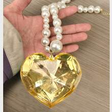 2026 Turquoise Beaded Resin Crystal Stone Exaggerated Charm Heart Women Pendant Accessory Elegant Agile Necklace, Gold-Plated Light Luxury Jewelry Gift - Love - View 4