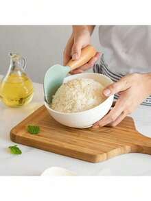 Rice Paddle Spoon Non-Stick Vertical Rice Spoon Kitchen Tool With Wooden Handle Stand Up Serving Spoon Spatula For Kitchen Cooking - 白色 - 查看 9