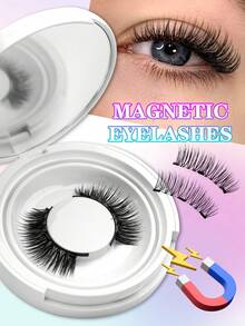 Waloshow زوج جديد من رموش مغناطيسية خمسة سبعة، مناسبة الحجم، مع ملصقات لاصقة، قابلة لإعادة الاستخدام، بدون حاجة لصمغ، تخلق مظهر طبيعي للعين القطة بدون آيلاينر - رموش طبيعية - مشاهدة 29