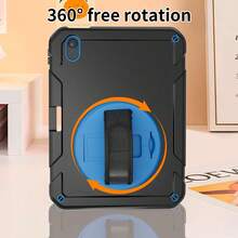 儿童平板电脑保护套(1个),兼容iPad 11英寸(A16)2025款/iPad第十代(10.9英寸)2022款,带360度旋转支架/笔槽 - 黑色+天蓝色 - 黑+深藍 - 查看 7