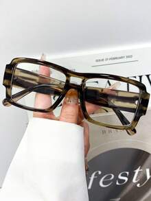 新款时尚百搭双梁方形个性化眼镜，日常复古女式街头风眼镜，高品质日常度假海滩简约休闲复古眼镜 - 彩色 - 查看 7