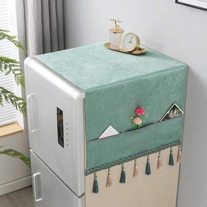 Ciliu Anti-Slip Refrigerator Dust Cover With 2 Storage Pockets, Universal Kitchen Organizer Decorative Cover, Dust-Proof