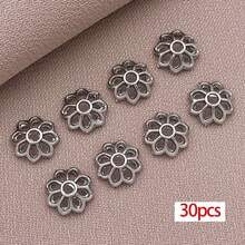 30pcs 18K Gold Plated Flower Bead Caps Hollow Brass Metal Bead End Caps Filigree Loose Spacer Bracelet Beads For DIY Craft Earring Necklace Jewelry Making - Multicolor - View 9