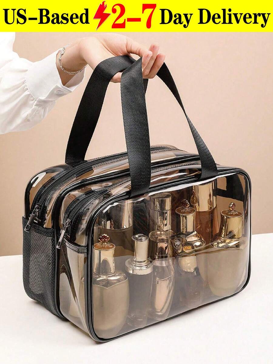 1PC Storage Bag Makeup Travel Bag Make Up[US-Based Shipping]  Brush Bag Toiletry Bag Transparent Made Of PVC Material, Hand-Held Toiletry Bag, Cosmetic Storage Bag, Beach Bag, Essential For Traveling Makeup Travel Toiletry Organizer Clear Essentials Gifts Storage Zipper Accessories Nail, Makeup Bags, Cosmetic Bag, Makeup Pouch, Bag, Vanity, Make Up Pouch Bag, Small Makeup Bag, Cosmetic Bag, Christmas Gifts, Pouch, Clutch / Small Handbag, Makeup Organizer, Pouch, Brush Holder, Mini Pouch, Large Capacity Pouch, Gifts Christmas Gifts, Gift Ideas For Women,Simple & Fashionable Makeup & Toiletry Bag With Handle, Storage Organizer,Solid Square Makeup Bag,Kitchen Essentials,Kitchen,Home Appliances,Valentine's Day,Valentines Gifts,Shoes,Travel Essential,Room Deocr,Storage,Bride Stuff,Travel Essential,Cruise Essentials,Beach Bag,Bedroom Furniture,Vacation Essentials,Makeup Bag,Home Décor,Jewelry Organzier,Kitchen Storage,Lonchera,Tissue Holder,Makeup Organzier,Key Holder,Storage Orangizer - 彩色 - 查看 1