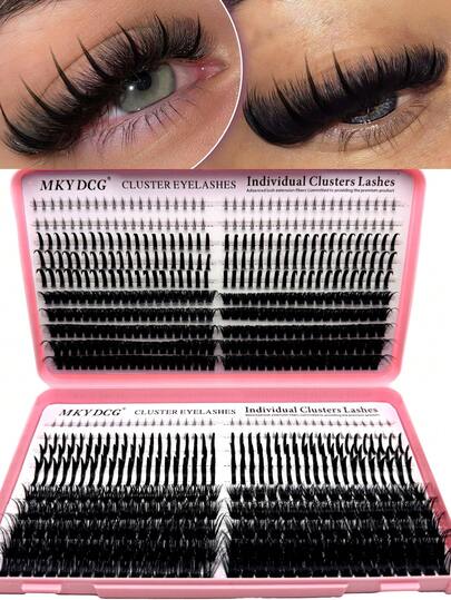 760pcs High Capacity Cluster Eyelashes, Pointed Cluster Eyelashes With Base, Cartoon Cluster Eyelashes, Mixed 60D 80D 100D Cluster Eyelashes, Extended Cluster Eyelashes With Base, Fairy Cluster Eyelashes, Spike Individual Eyelashes Suitable For Beginners, Cosplay, Natural Soft Fluffy Eyelash Extension, DIY Fairy Eyelashes