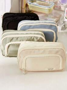 1个三层帆布透明窗口铅笔盒，高品质日式大容量文具包，适合返校季使用 - 彩色 - 查看 10