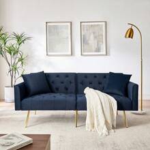Sofa Bed Mattress - Blue + Velvet - View 10