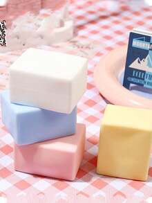 1个解压可捏豆腐玩具，慢回弹减压玩具，TPR材质，创意流体骰子造型捏捏乐，解压软萌仿真甜点减压玩具 - 彩色 - 查看 4