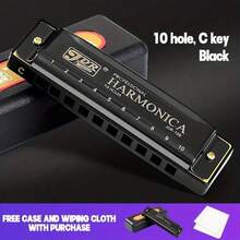 C Key 10 Hole 20 Tone Dual Harmonica Mouth Organ, Suitable For Beginners And Professionals In Blues Harmonica, Retro Style Harmonica, Equipped With A Hard Shell, Is An Ideal Gift Choice - 銀色 - 查看 2