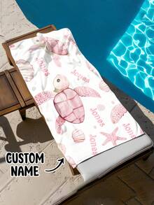 1pc Personalized Kids Beach Towel, Perfect Summer Birthday Gift, Suitable For Various Summer Occasions. Customizable Beach Towel And Accessories, Applicable For Beach, Swimming Pool, Travel, Camping, Yoga And More. - Multicolor - View 2